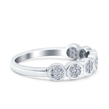 Flower Ring Eternity Wedding Band Round Pave Simulated Cubic Zirconia 925 Sterling Silver (4mm)
